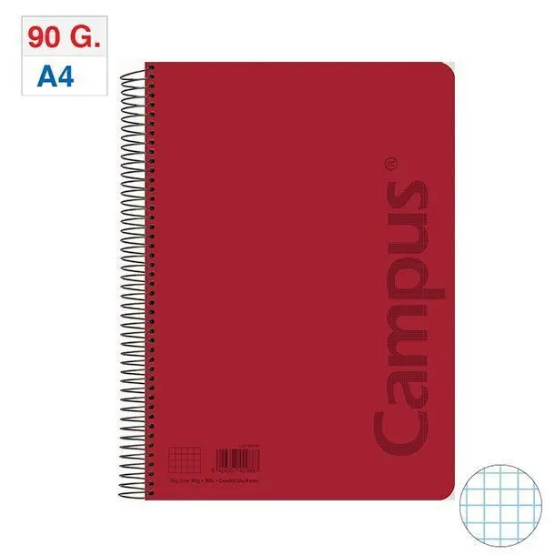 Bloc Campus A4 4X4 T. pp 80H 90Gr Rojo