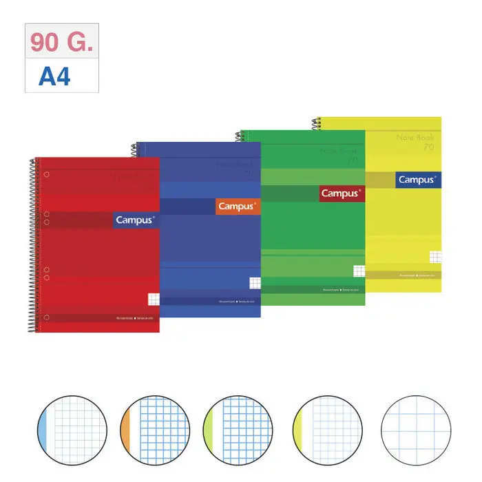 Bloc Campus A5 5X5 T. extradura 160H 70Gr Microperfodado Colores