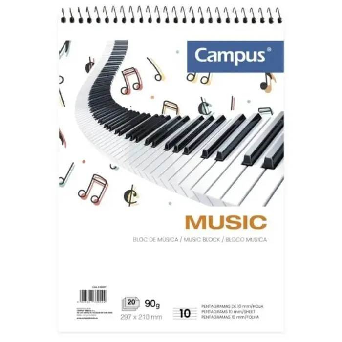 Bloc Musica Campus A4 Vertical 80Gr 20H 10 Pentagramas