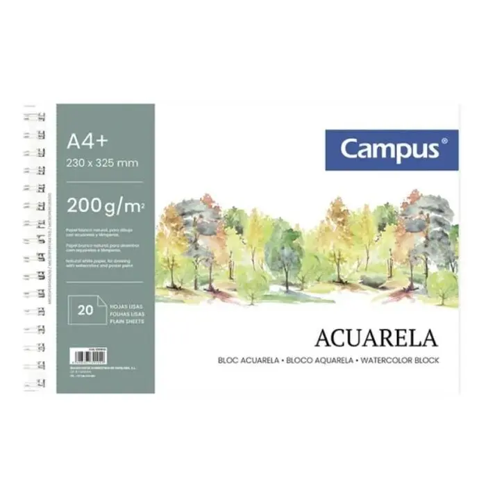 Bloc Acuarela Campus A4+ 20H 200Gr Liso