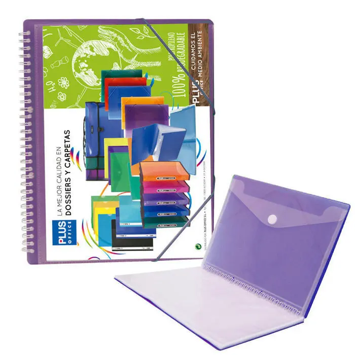 Carpeta A4 20 Fundas Espiral/Gomas Plus Violeta