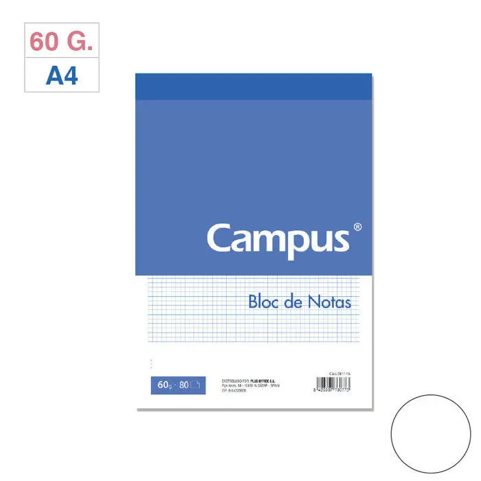 Bloc Notas Campus A4 80H 60Gr Perforado Liso/Horizontal