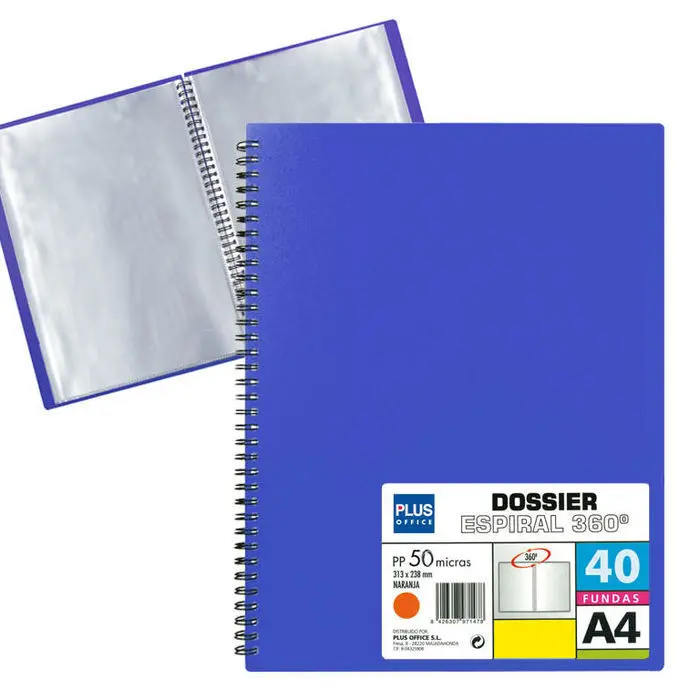 Carpeta A4 40 Fundas Espiral Plus T. d. Azul