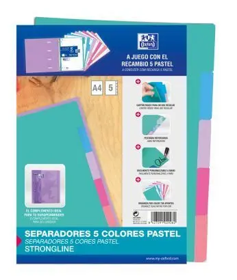 Separadores Oxford A4 5P Cartulina Multitaladro