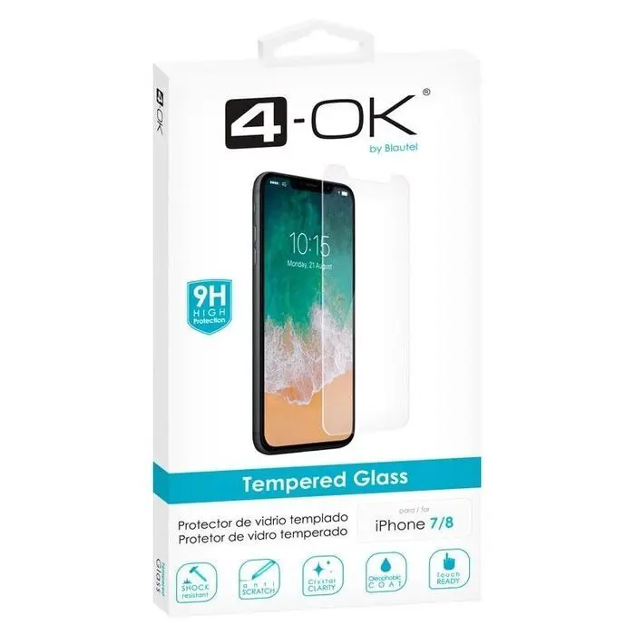 Protector Pantalla 4-Ok Iphone 7/8/Se Vidrio Templado
