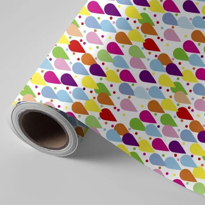 Bobina Papel Regalo 62Cm Blanco/Globos Colores
