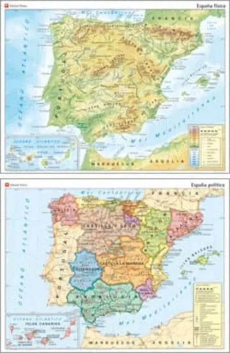 Mapa Mural 128X96 España Fisico/Politico Vicens Vives