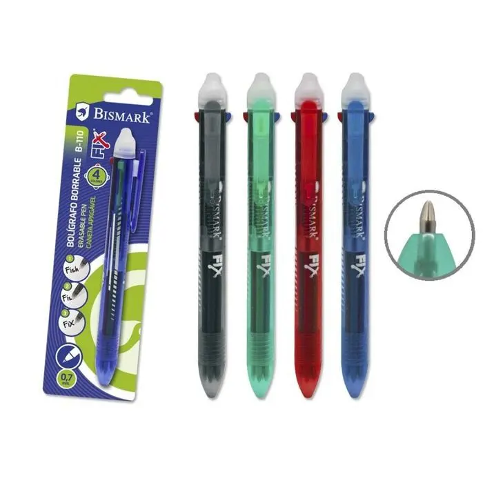 Boligrafo Borrable 0,7Mm 4Ud Colores Bismark Blister