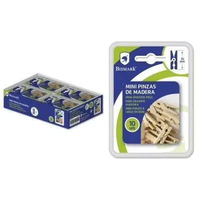 Bismark Mini Pinza Madera 35 mm. 10 Pcs. Doble Bl