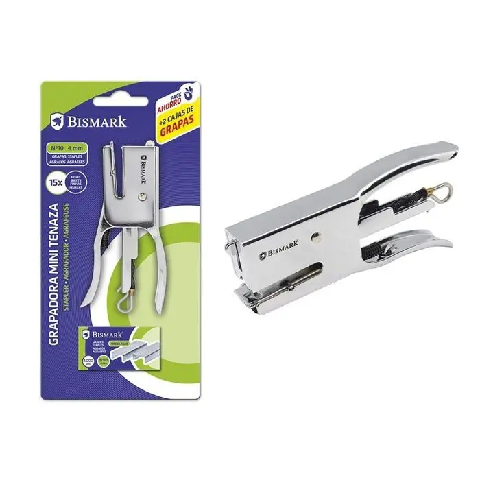 Grapadora Mini Tenaza 15H + 2000 Grapas Bismark