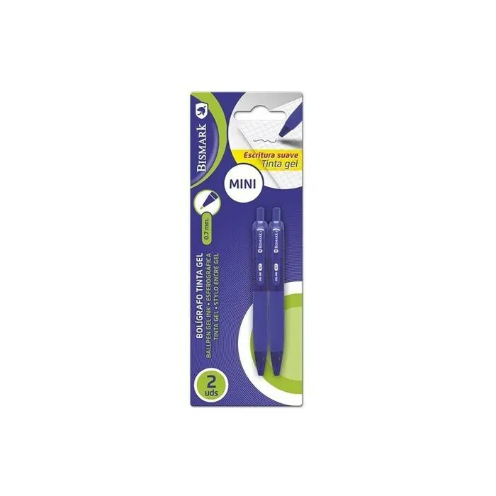 Boligrafo Grip Mini Gel 0,7Mm Azul 2Ud Bismark