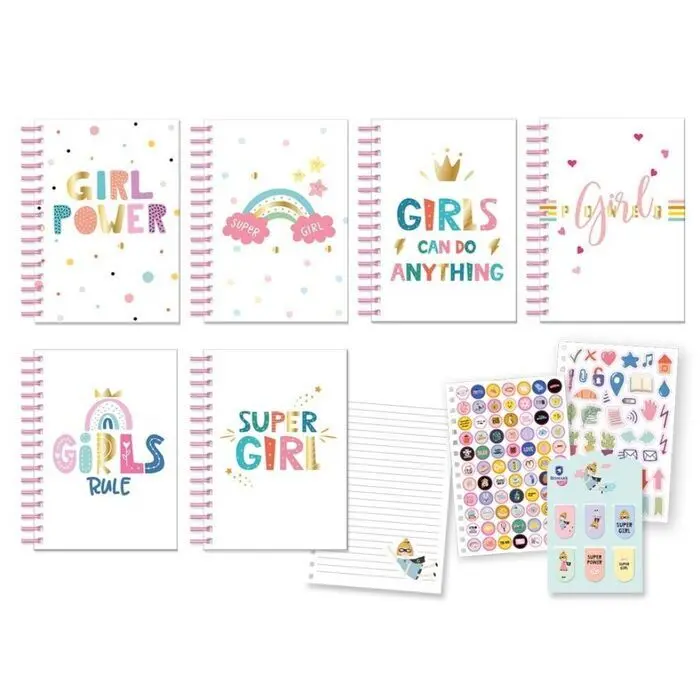 Diario-Libreta Girl Power C/Marcapaginas Pegatinas