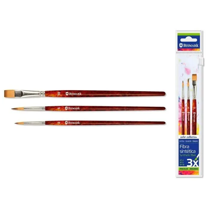 Set 3 Pinceles Acrilicos, Acuarelas y Temperas Bismark
