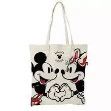 Bolsa Tela Shopping Mickey & Minnie Love
