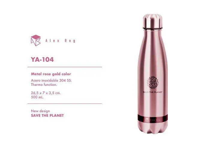 Botella Termica 500Ml Rose Gold Color