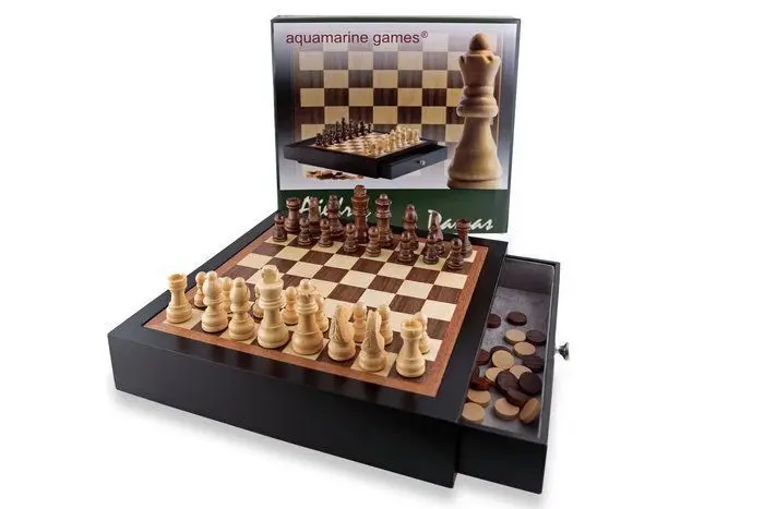 Juego Mueble Lacado Ajedrez, Damas Negro