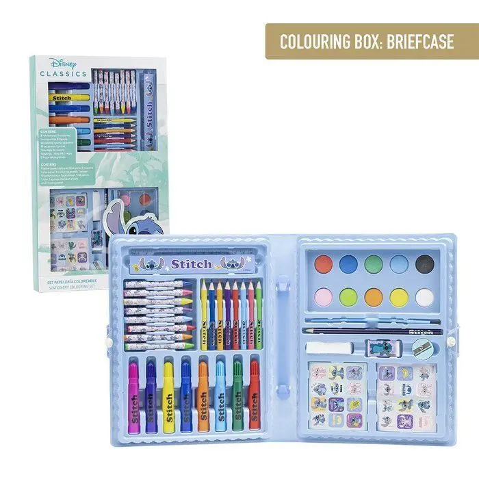 Set Papeleria Coloreable Maletin Cuadrado Stitch