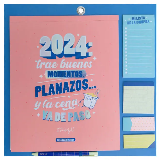 Calendario de Pared Magnético 2024 Rosa - Trae Buenos Momentos, Planazo