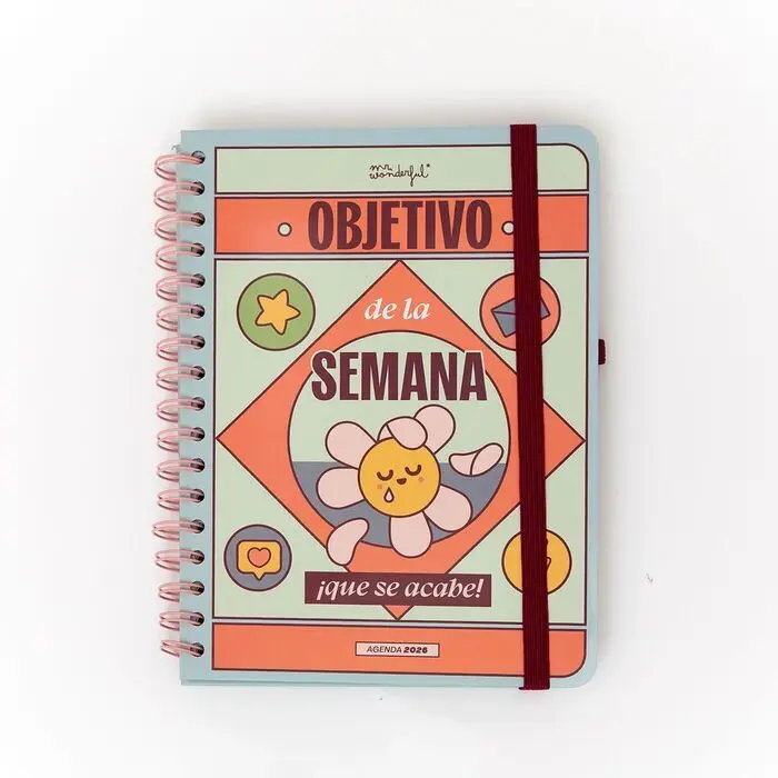 Set de Agenda Wonder Pequeña 2026 Semanal + Boli Objetivo de la Semana