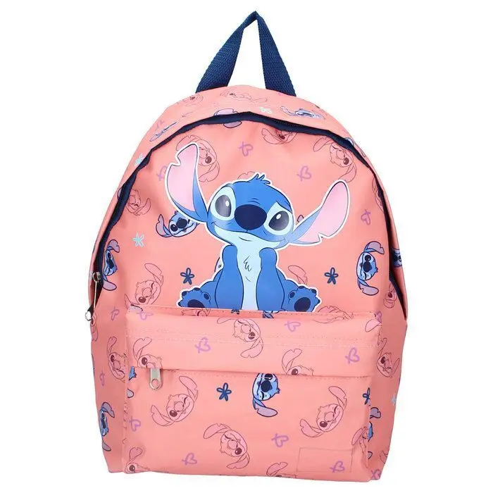 Mochila Infantil 2 Bolsillos Stitch Coral