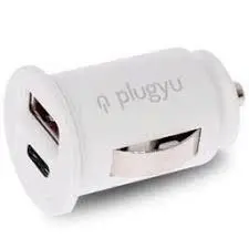 Cargador Coche Plugyu Usb+Usb Cable Blanco 12-12Vdc/2. 4