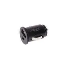 Cagador Coche Plugyu Usb+Usb Cable Negro 12-24Vdc/2. 4A