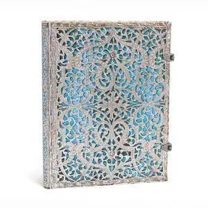 Libreta Paperblanks Silver Filigree Maya Blue Ultra Lined