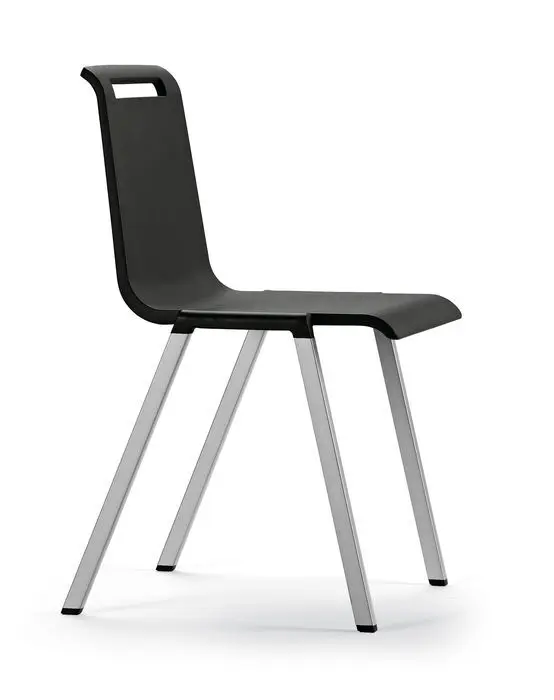 Silla Mit Poliuretano Negro,Base Aluminizada