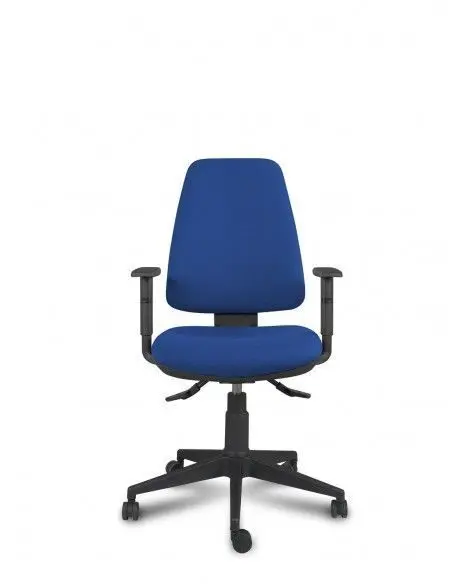 Silla Equis Sistema Asyncro con Ruedas Blandas, Tapizado Basic 169 (Azul), con Brazo 16 (Regulable en Altura)