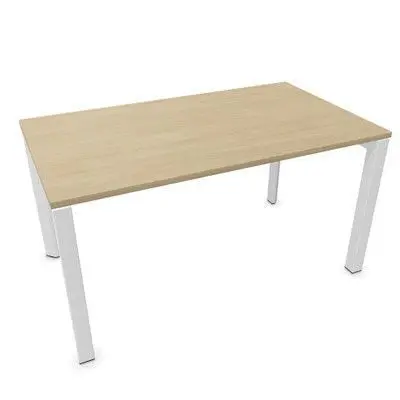 Mesa Vital-Plus 60 Hp613 140X80, Estruct. blanca, Niveladores, Melamina Roble