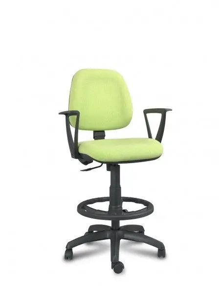 Taburete Medical con Aro Cromado, Tapizado 9 (Negro)
