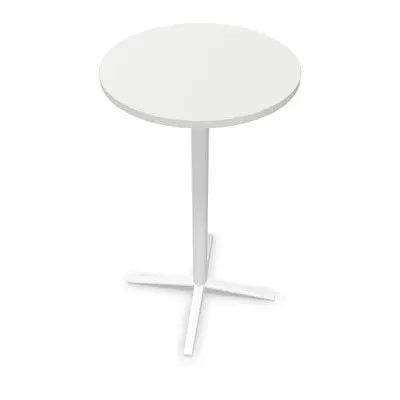 Mesa Tabula Tar-20 Redonda 60Cm, 4Apoyos Cruz Blanco, Melamina Blanco 110 cm Altura