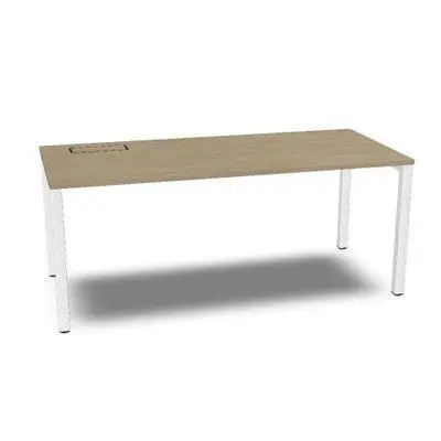 Mesa Vital-Pro Vr515 180X80, Estruct. blanca, Melamina Roble, Cableado Rl