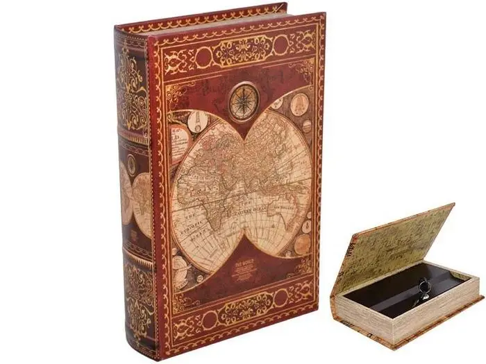 Libro Hucha Caja Fuerte Mapa Mundi 16X5X24 cm.