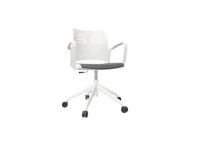 Silla Spacio C/Brazos Base 5 Radios Carcasa Blanca Asiento Gris Oscuro T84 Sp354004Bt84