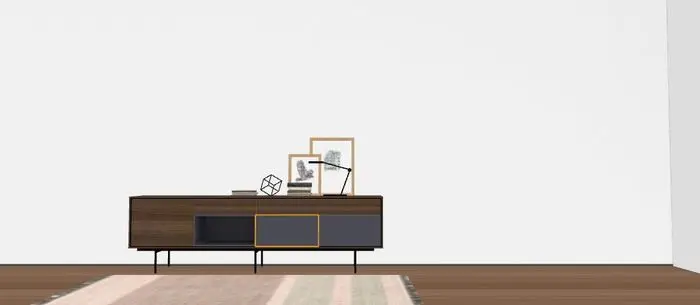 Aparador Aura 260X25X48 en Madera con Puertas Batientes y Cajones
