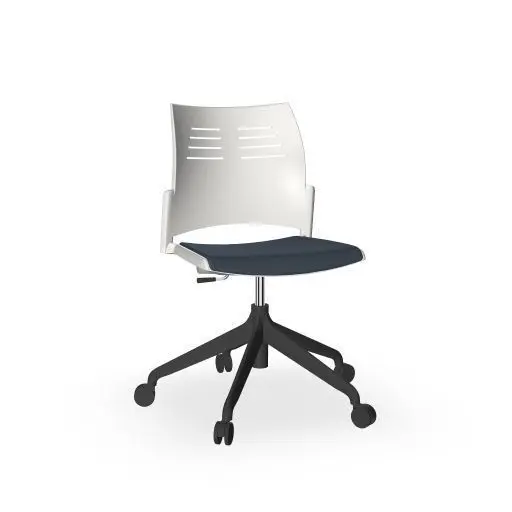 Silla Spacio, sin Brazos, Carcasa Blanca, Base 5 Radios Blancos, Ruedas Standard, Tapizado Asiento V18 Azul Titan Sp350003Bv18