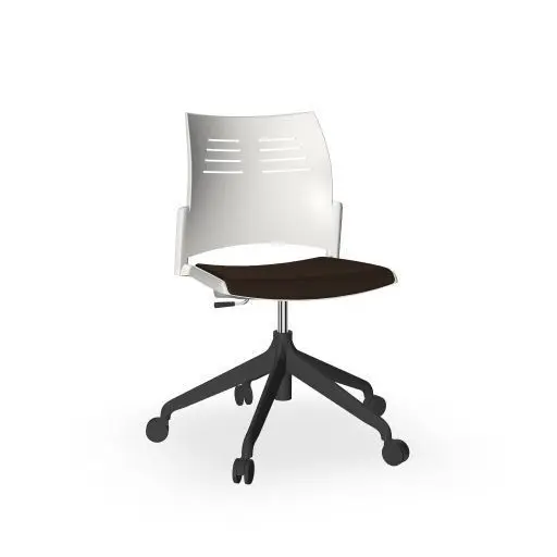 Silla Spacio, sin Brazos, Carcasa Blanca, Base 5 Radios Blancos, Ruedas Standard, Tapizado Asiento V17 Marron Sp350003Bv17