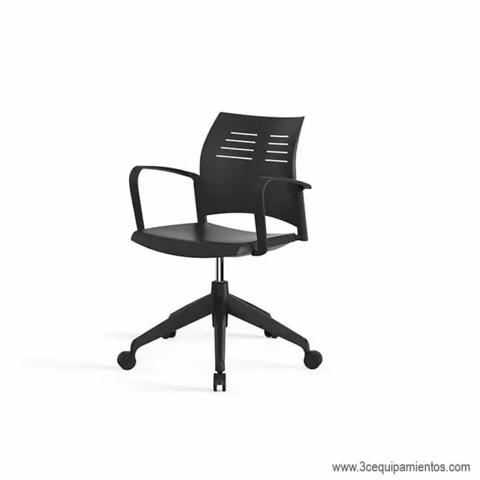 Silla Spacio C/Brazos+Base 5 Ruedas Estructura Negra C. negro