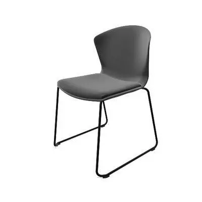 Silla Whass Patin Carcasa Pp Negro, S/Brazos Acero Negro Asiento Pur Negro E10