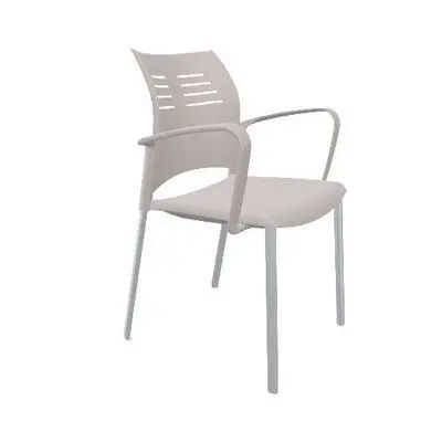Silla Spacio 4 Patas Brazos S/Reposa. pp Gris Ac. aluminio