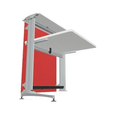 Mostrador Recto 75X107 Repisa 33 Est. aluminizada Frontal Fresa Repisa Blanca y Mesa Blanca