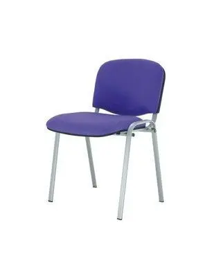 Silla Fissa Tubo Gris 4 Patas Tapizado Azul 169