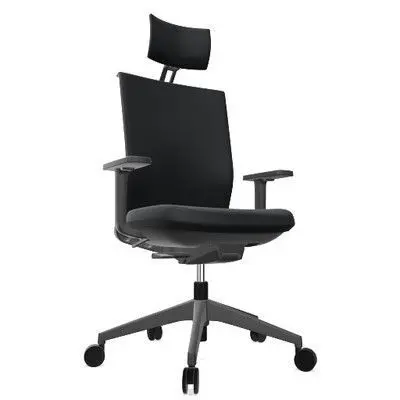 Silla Stay Sistema Syncro, Desplazamiento Asiento, Brazos 2D, Cabecero, Tapizado Negro T82