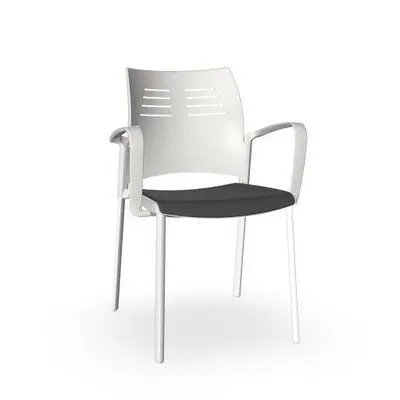 Silla Spacio 4 Patas, sin Reposabrazos, Pp Blanco y Acero Blanco Color Gris T84