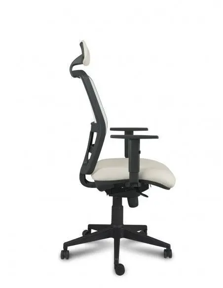 Silla Kerry Respaldo Malla Syncro+Cabezal Kerry+Brazo 16 Reg. altura+Rueda Perfil Alto Blanda D,65, Asiento Tapizado Microfibra 6 Rojo