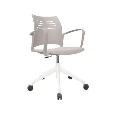 Silla Spacio Gas C/Brazos Estructura Gris Base Ruedas Blanca