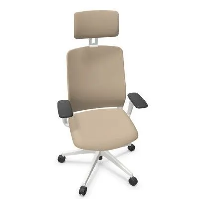Silla Work 50 Tex, Marco/Potencia Blanco,Sincro,Brz. 4D, Tapizado T70 Beige