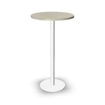 Mesa Tabula Tar10 Altura 110, Redonda 60Cm, Estructura Blanca, Melamina Acacia