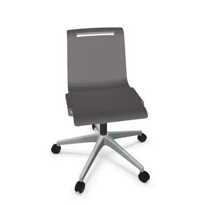 Silla Mit Gas Ruedas S/Brazos Base Aluminizada Asiento Poliuretano Gris